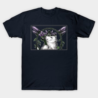 Queen of Crystals Ferret - White Outlined Design T-Shirt